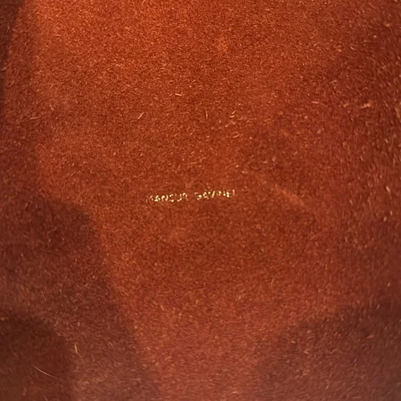 Mansur Gavriel Brick Red Suede Drawstring Hobo Bag